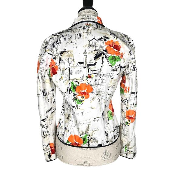 Maggy London | Women | Sketch Art Floral Lightweight Zip Up Jacket | Size 4 - Picture 2 of 9